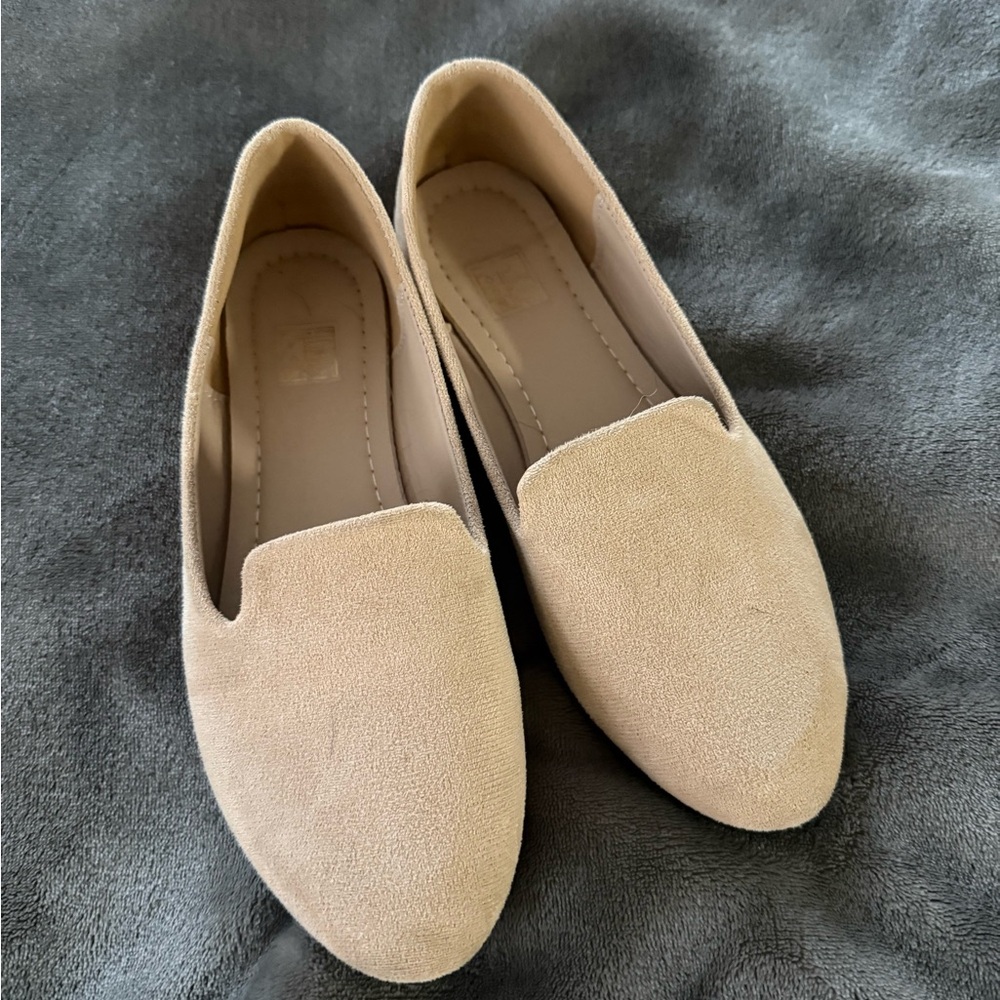 Women’s Nude Suede Slip-On Flats